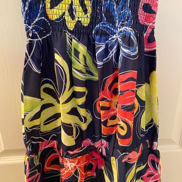 Desigual Smocked Top Floral Romper Short Jumpsuit Blue Girls Size 13-14 NWT - Picture 3 of 9